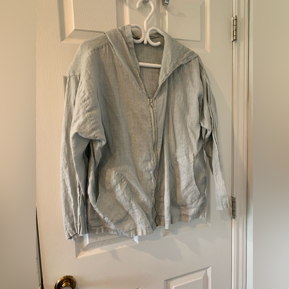 Italian linen zip hoodie